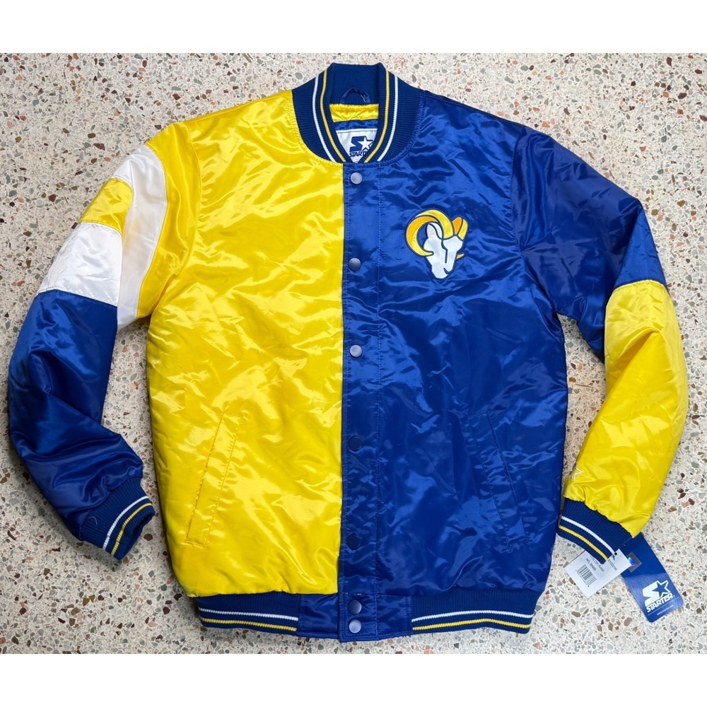 Starter G-III NFL Los Angeles Rams Embroidered Snap Button Bomber Jacket Size M